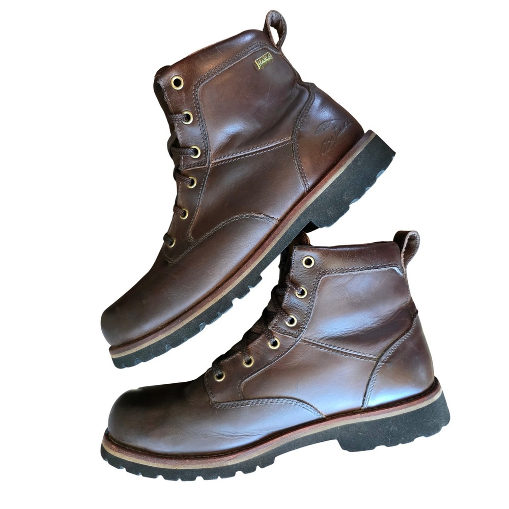 Bob Timberlake Men's 11 Bone-Dry Brown Leather Work Boots Waterproof Vibram